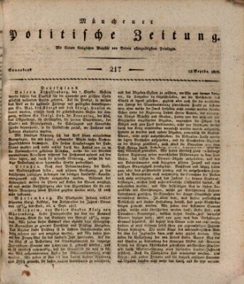 Münchener politische Zeitung (Süddeutsche Presse) Samstag 13. September 1817