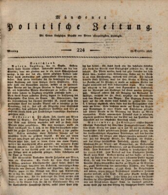 Münchener politische Zeitung (Süddeutsche Presse) Montag 22. September 1817