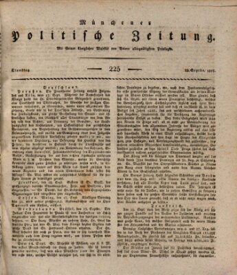 Münchener politische Zeitung (Süddeutsche Presse) Dienstag 23. September 1817
