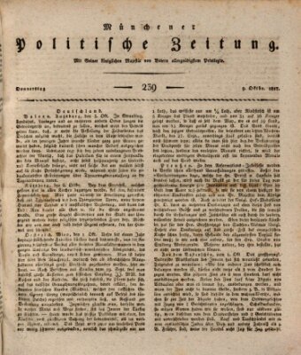 Münchener politische Zeitung (Süddeutsche Presse) Donnerstag 9. Oktober 1817