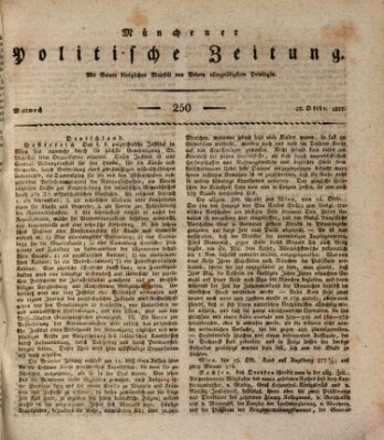 Münchener politische Zeitung (Süddeutsche Presse) Mittwoch 22. Oktober 1817