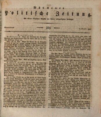 Münchener politische Zeitung (Süddeutsche Presse) Samstag 6. Dezember 1817