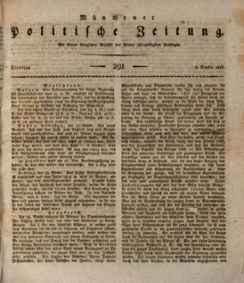 Münchener politische Zeitung (Süddeutsche Presse) Dienstag 9. Dezember 1817