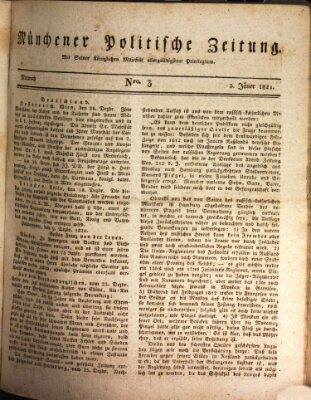 Münchener politische Zeitung (Süddeutsche Presse) Mittwoch 3. Januar 1821