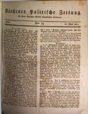 Münchener politische Zeitung (Süddeutsche Presse) Freitag 12. Januar 1821