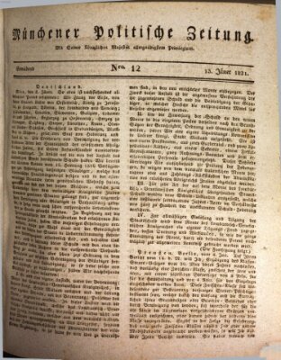 Münchener politische Zeitung (Süddeutsche Presse) Samstag 13. Januar 1821