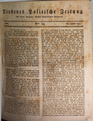 Münchener politische Zeitung (Süddeutsche Presse) Montag 22. Januar 1821