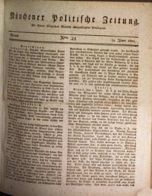 Münchener politische Zeitung (Süddeutsche Presse) Mittwoch 24. Januar 1821