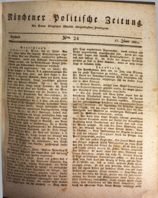 Münchener politische Zeitung (Süddeutsche Presse) Samstag 27. Januar 1821