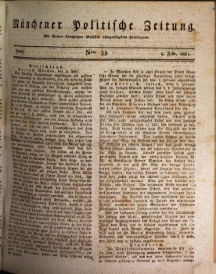 Münchener politische Zeitung (Süddeutsche Presse) Freitag 9. Februar 1821