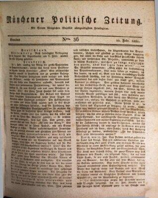 Münchener politische Zeitung (Süddeutsche Presse) Samstag 10. Februar 1821