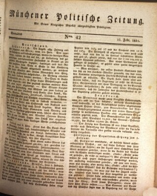 Münchener politische Zeitung (Süddeutsche Presse) Samstag 17. Februar 1821