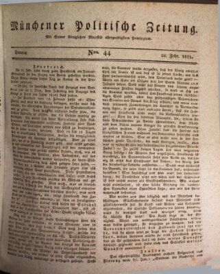 Münchener politische Zeitung (Süddeutsche Presse) Dienstag 20. Februar 1821