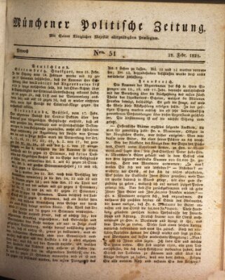 Münchener politische Zeitung (Süddeutsche Presse) Mittwoch 28. Februar 1821