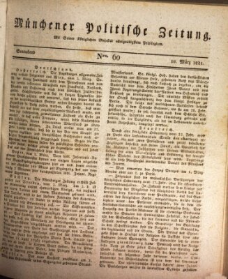 Münchener politische Zeitung (Süddeutsche Presse) Samstag 10. März 1821