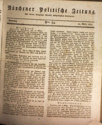 Münchener politische Zeitung (Süddeutsche Presse) Donnerstag 15. März 1821