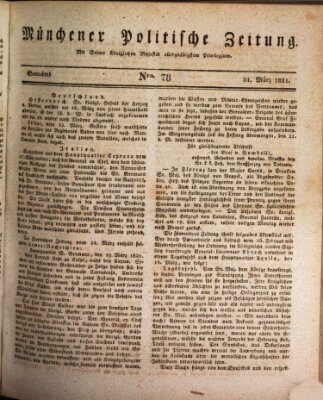 Münchener politische Zeitung (Süddeutsche Presse) Samstag 31. März 1821