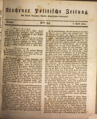 Münchener politische Zeitung (Süddeutsche Presse) Samstag 7. April 1821