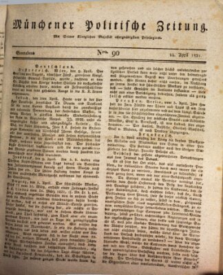 Münchener politische Zeitung (Süddeutsche Presse) Samstag 14. April 1821