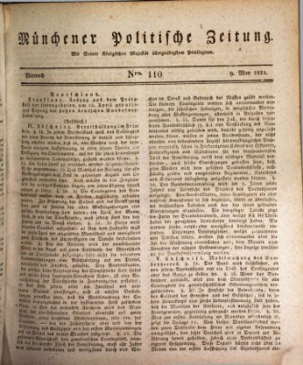 Münchener politische Zeitung (Süddeutsche Presse) Mittwoch 9. Mai 1821