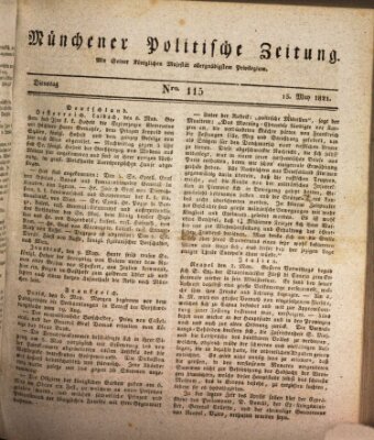 Münchener politische Zeitung (Süddeutsche Presse) Dienstag 15. Mai 1821