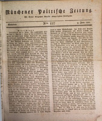 Münchener politische Zeitung (Süddeutsche Presse) Samstag 9. Juni 1821