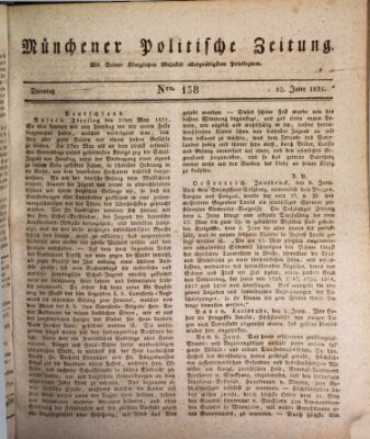 Münchener politische Zeitung (Süddeutsche Presse) Dienstag 12. Juni 1821