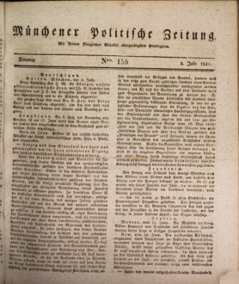 Münchener politische Zeitung (Süddeutsche Presse) Dienstag 3. Juli 1821