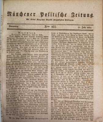 Münchener politische Zeitung (Süddeutsche Presse) Donnerstag 12. Juli 1821