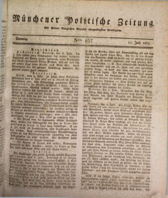 Münchener politische Zeitung (Süddeutsche Presse) Dienstag 17. Juli 1821