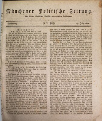 Münchener politische Zeitung (Süddeutsche Presse) Donnerstag 19. Juli 1821