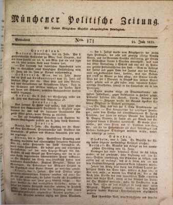 Münchener politische Zeitung (Süddeutsche Presse) Samstag 21. Juli 1821