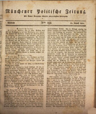 Münchener politische Zeitung (Süddeutsche Presse) Mittwoch 22. August 1821