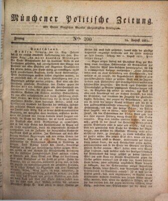 Münchener politische Zeitung (Süddeutsche Presse) Freitag 24. August 1821