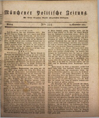 Münchener politische Zeitung (Süddeutsche Presse) Montag 10. September 1821