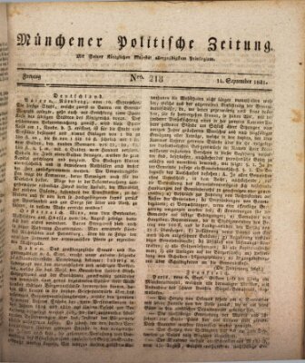 Münchener politische Zeitung (Süddeutsche Presse) Freitag 14. September 1821