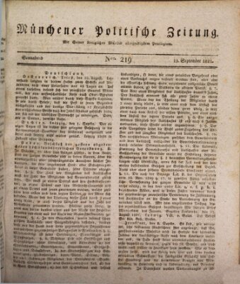 Münchener politische Zeitung (Süddeutsche Presse) Samstag 15. September 1821