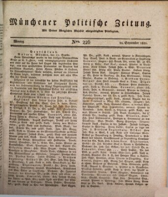 Münchener politische Zeitung (Süddeutsche Presse) Montag 24. September 1821