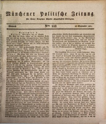 Münchener politische Zeitung (Süddeutsche Presse) Mittwoch 26. September 1821