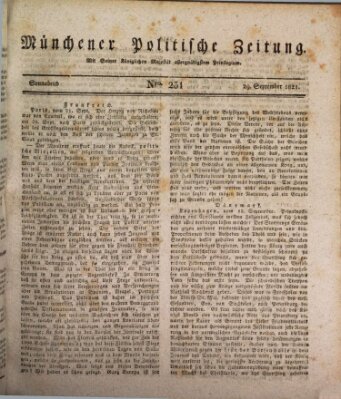 Münchener politische Zeitung (Süddeutsche Presse) Samstag 29. September 1821