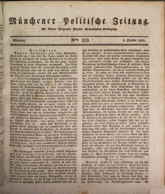 Münchener politische Zeitung (Süddeutsche Presse) Dienstag 2. Oktober 1821