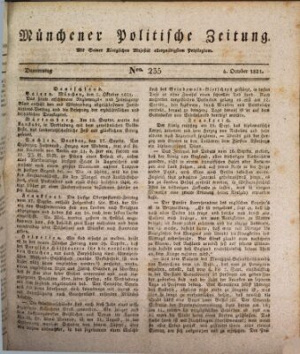 Münchener politische Zeitung (Süddeutsche Presse) Donnerstag 4. Oktober 1821