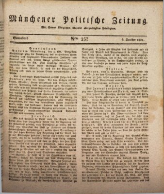 Münchener politische Zeitung (Süddeutsche Presse) Samstag 6. Oktober 1821