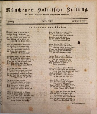 Münchener politische Zeitung (Süddeutsche Presse) Freitag 12. Oktober 1821