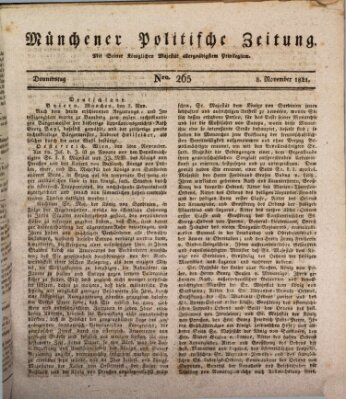 Münchener politische Zeitung (Süddeutsche Presse) Donnerstag 8. November 1821