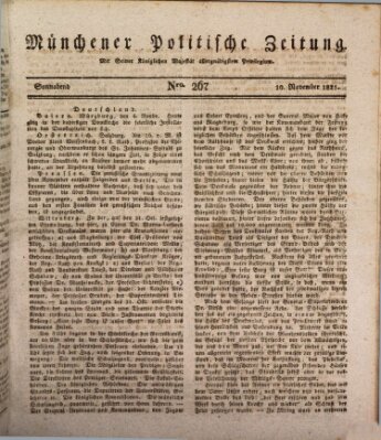 Münchener politische Zeitung (Süddeutsche Presse) Samstag 10. November 1821