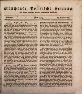 Münchener politische Zeitung (Süddeutsche Presse) Samstag 24. November 1821