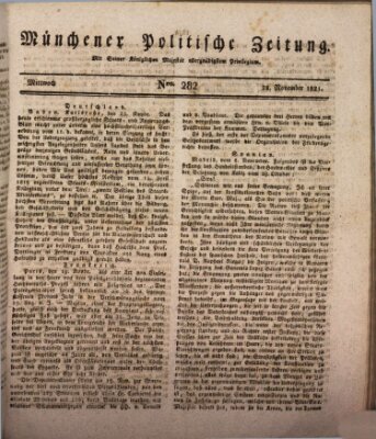 Münchener politische Zeitung (Süddeutsche Presse) Mittwoch 28. November 1821