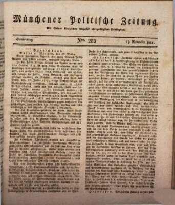 Münchener politische Zeitung (Süddeutsche Presse) Donnerstag 29. November 1821