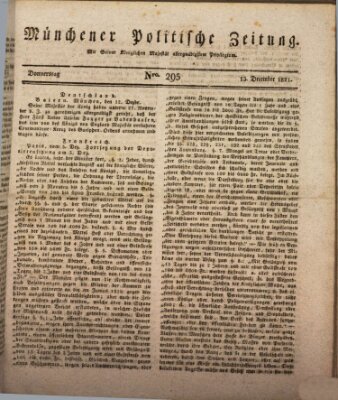 Münchener politische Zeitung (Süddeutsche Presse) Donnerstag 13. Dezember 1821